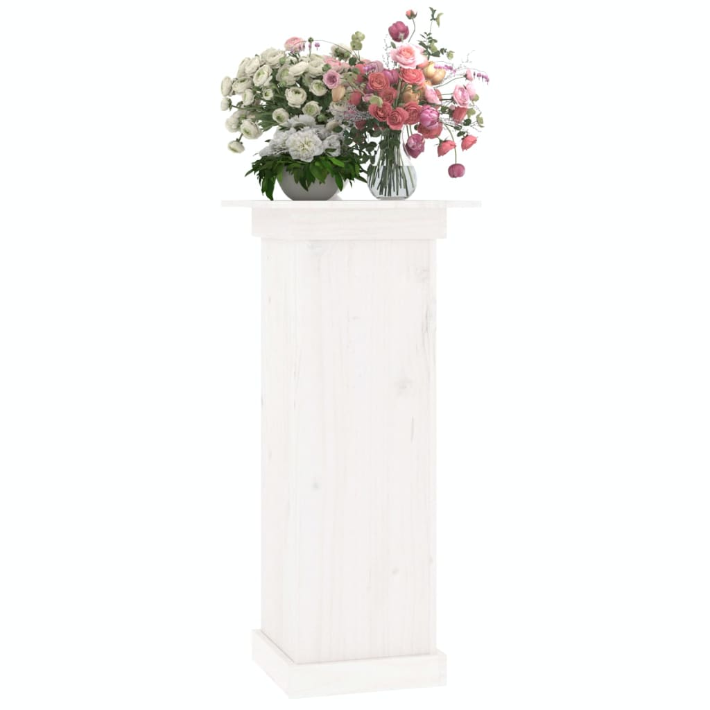 Flower Stand White 40x40x90 cm Solid Wood Pine