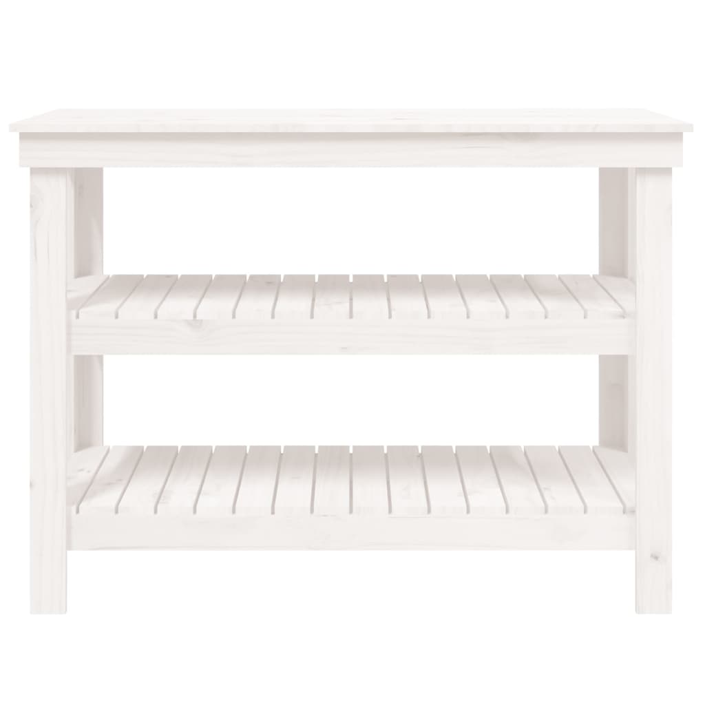 Work Bench White 110.5x50x80 cm Solid Wood Pine