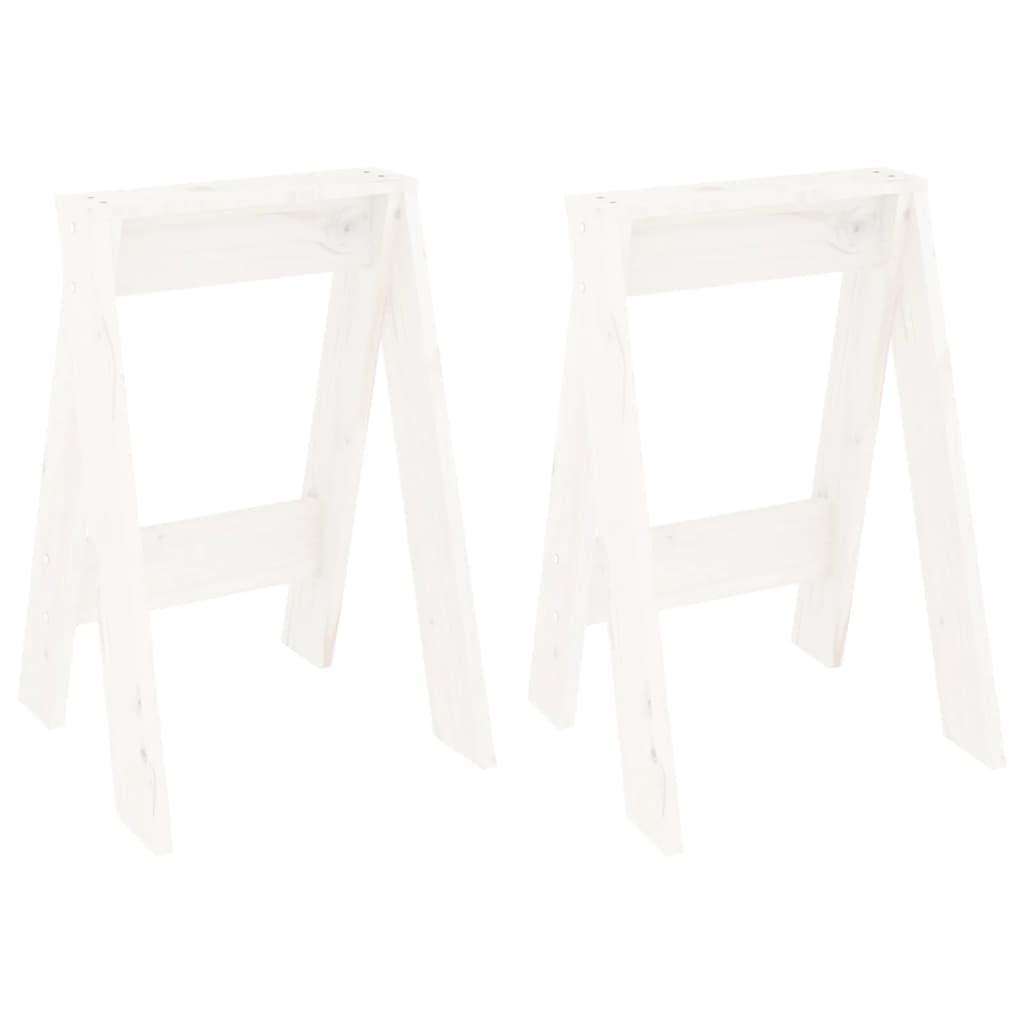 Stools 2 pcs White 40x40x60 cm Solid Wood Pine