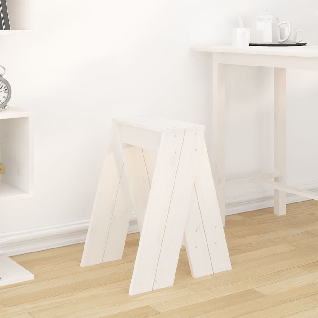 Stools 2 pcs White 40x40x60 cm Solid Wood Pine