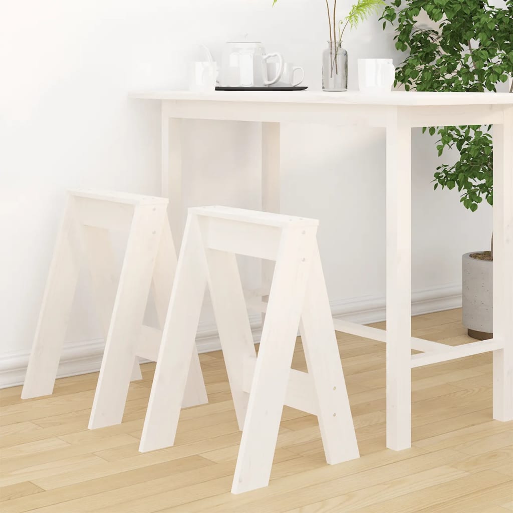 Stools 2 pcs White 40x40x60 cm Solid Wood Pine