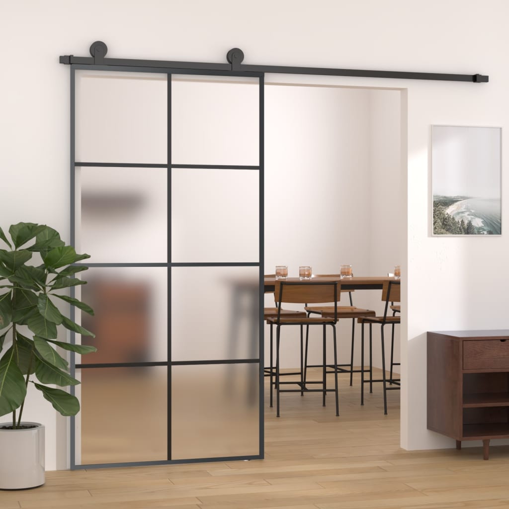 Sliding Door with Hardware Set 102.5x205 cm ESG Glass&amp;Aluminium