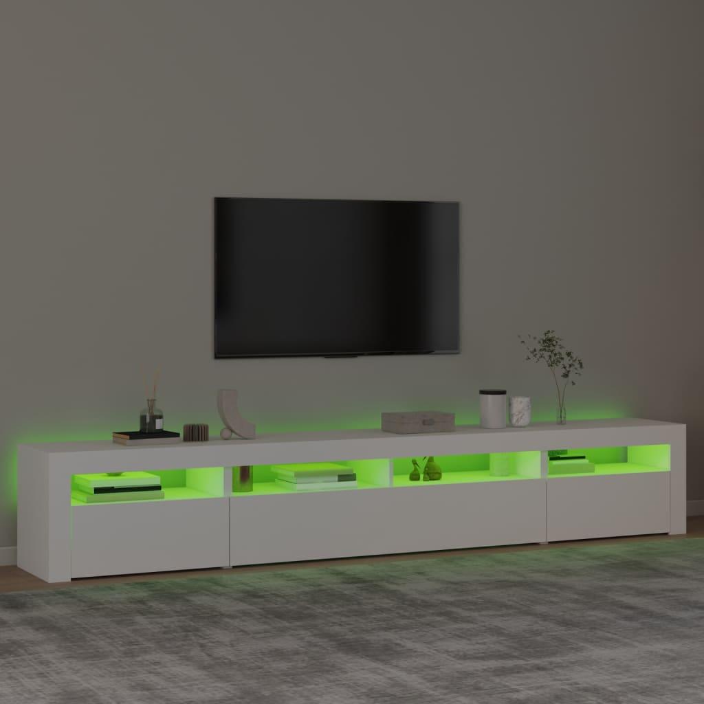 TV Cabinet with LED Lights White 240x35x40 cm