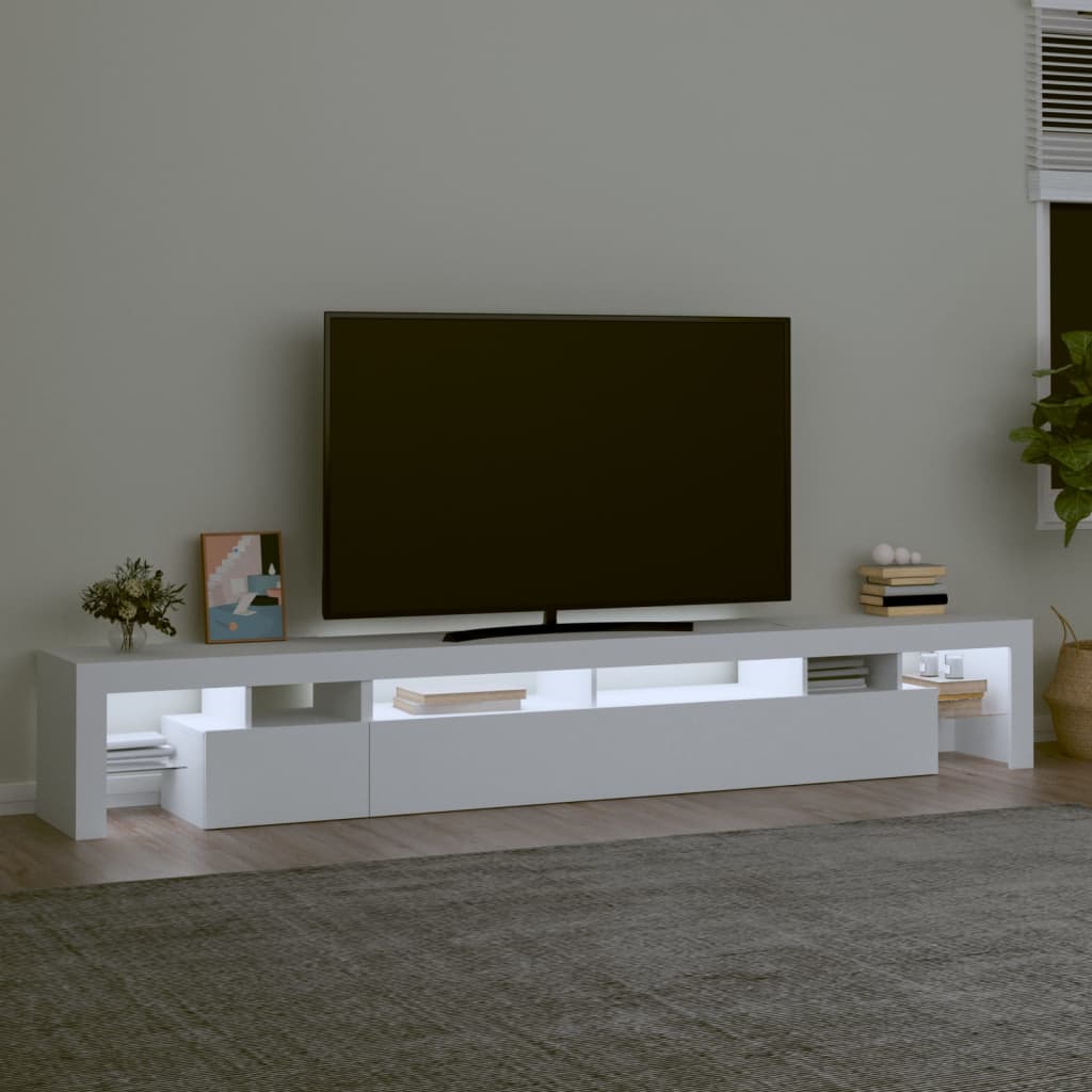 TV Cabinet with LED Lights White 260x36.5x40 cm