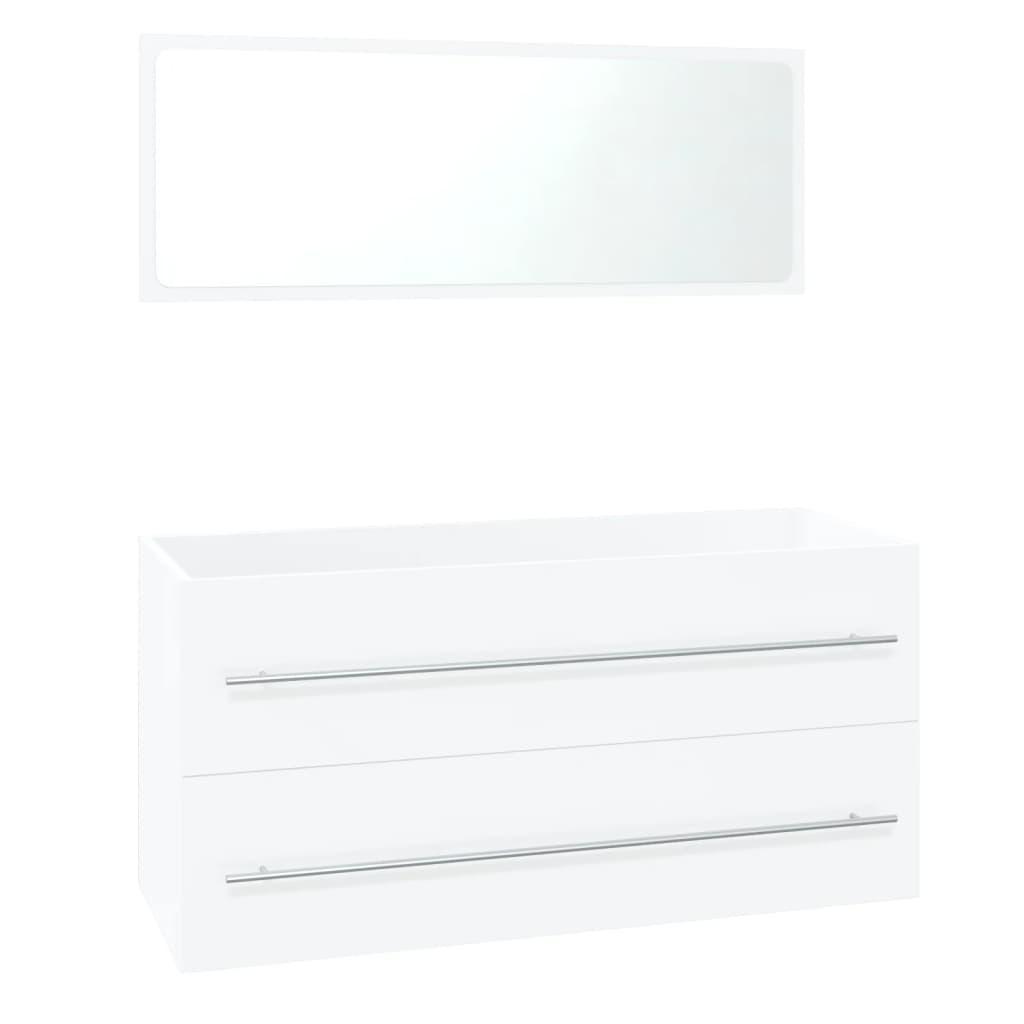Bathroom Furniture Set High Gloss White Engineered Wood