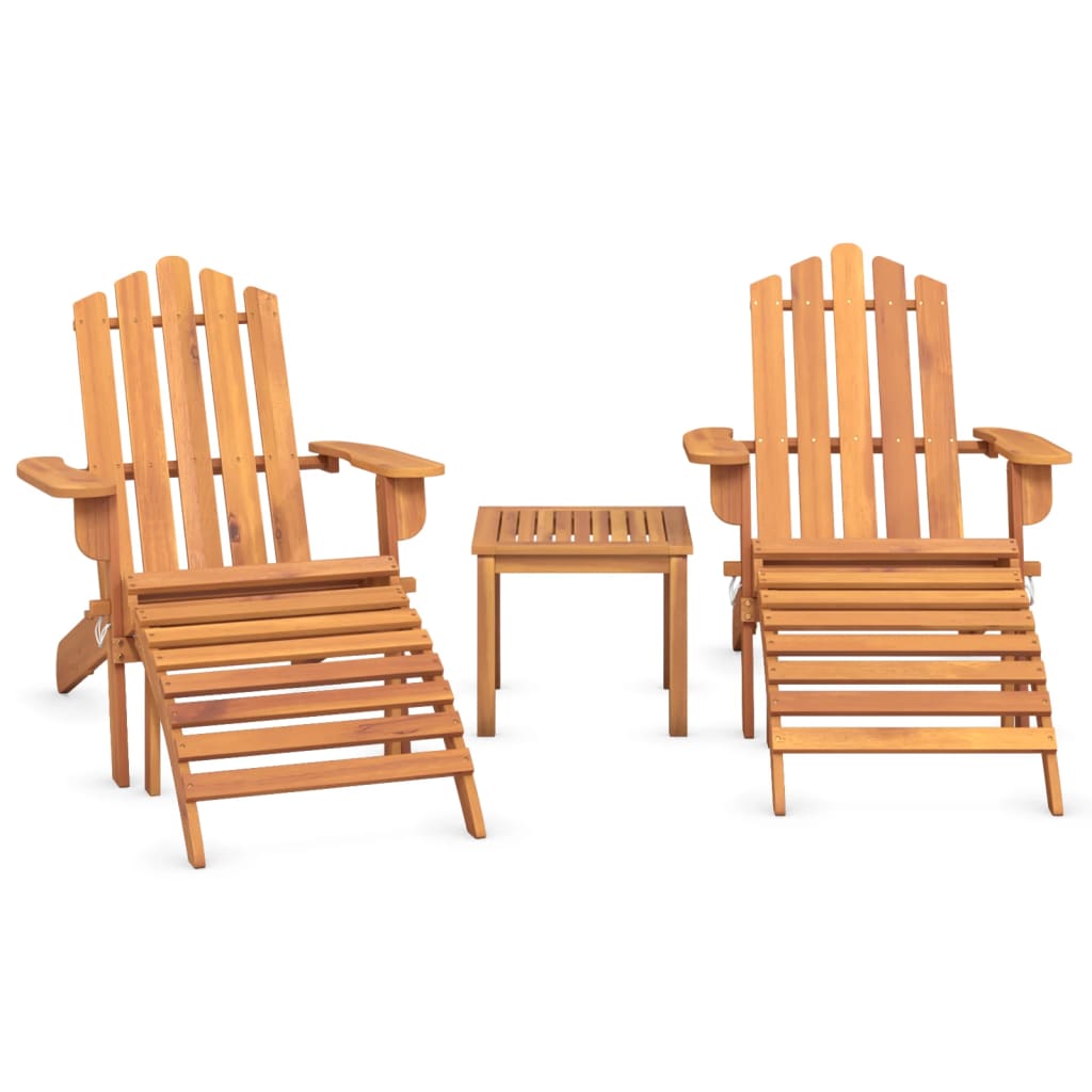 3 Piece Adirondack Garden Lounge Set Solid Wood Acacia