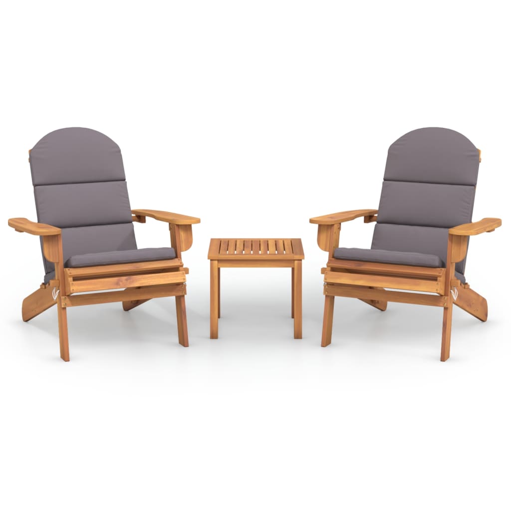 3 Piece Adirondack Garden Lounge Set Solid Wood Acacia
