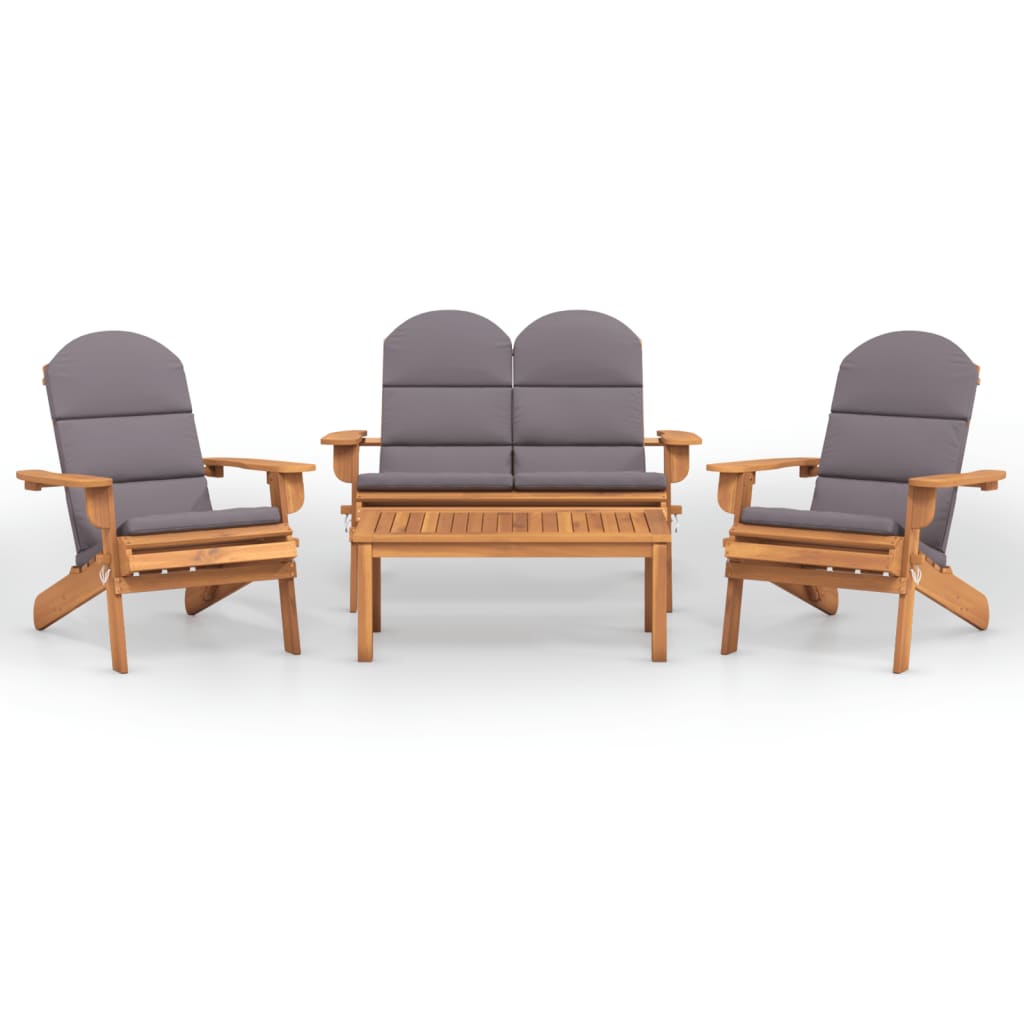 4 Piece Adirondack Garden Lounge Set Solid Wood Acacia