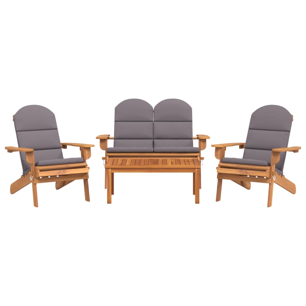 4 Piece Adirondack Garden Lounge Set Solid Wood Acacia