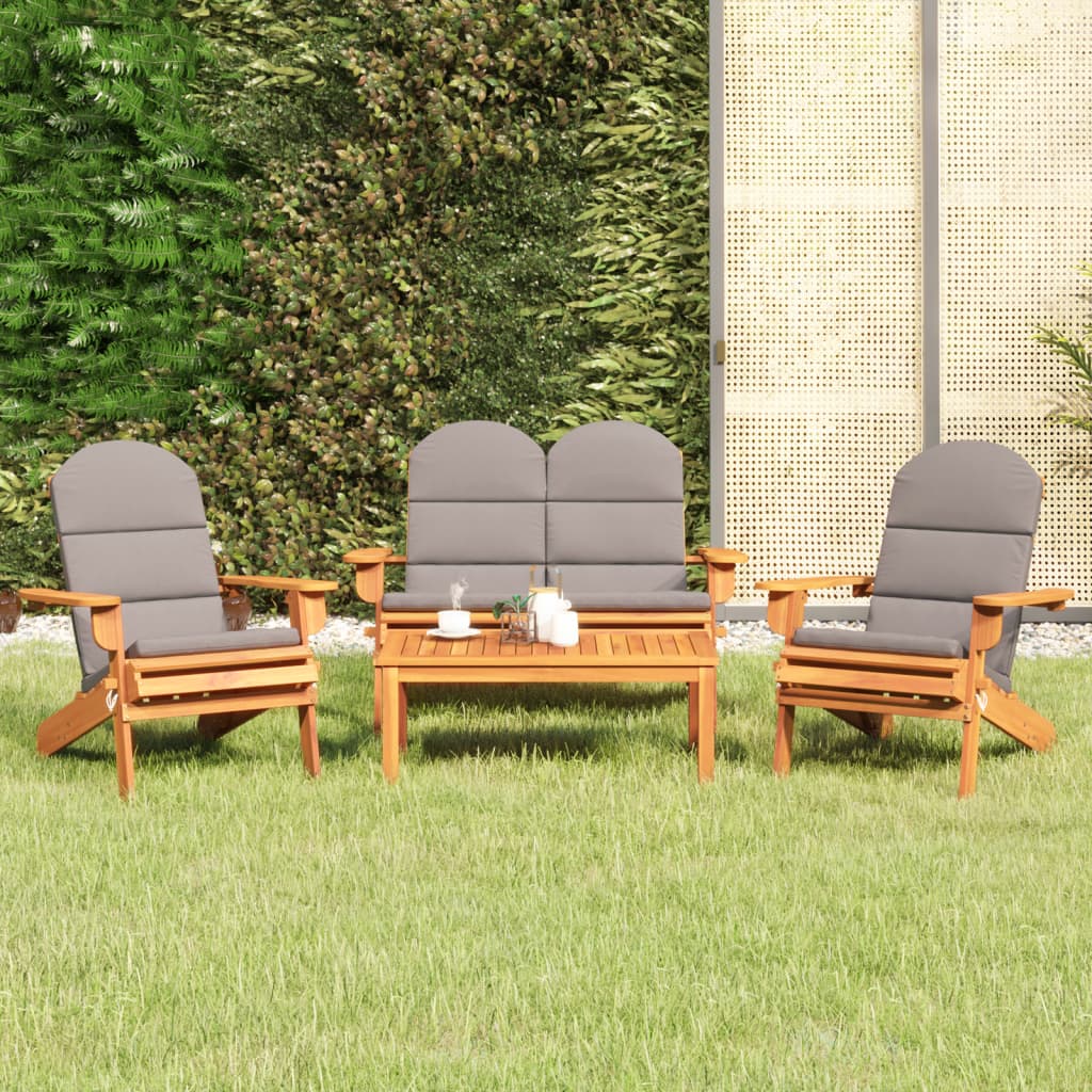 4 Piece Adirondack Garden Lounge Set Solid Wood Acacia