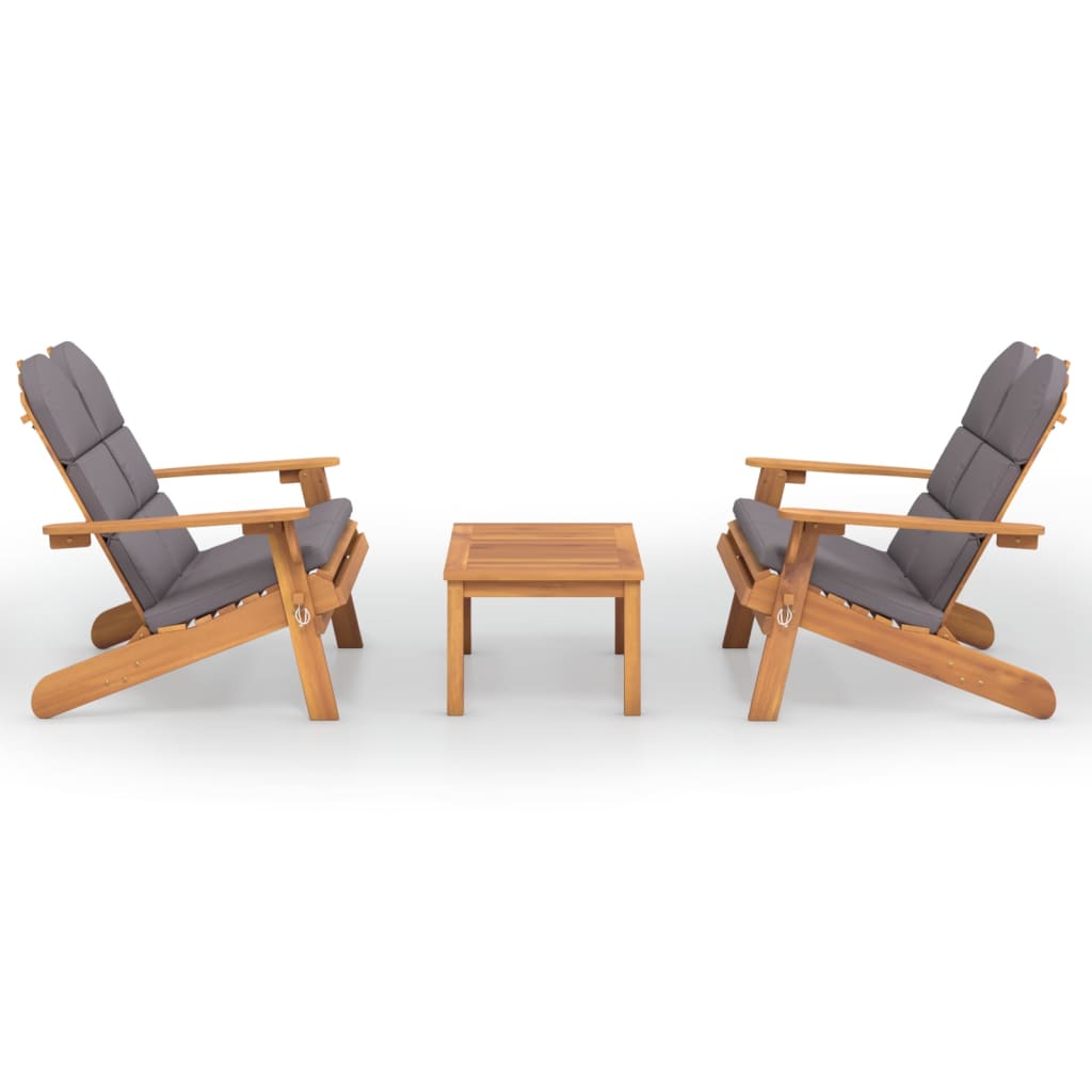3 Piece Adirondack Garden Lounge Set Solid Wood Acacia