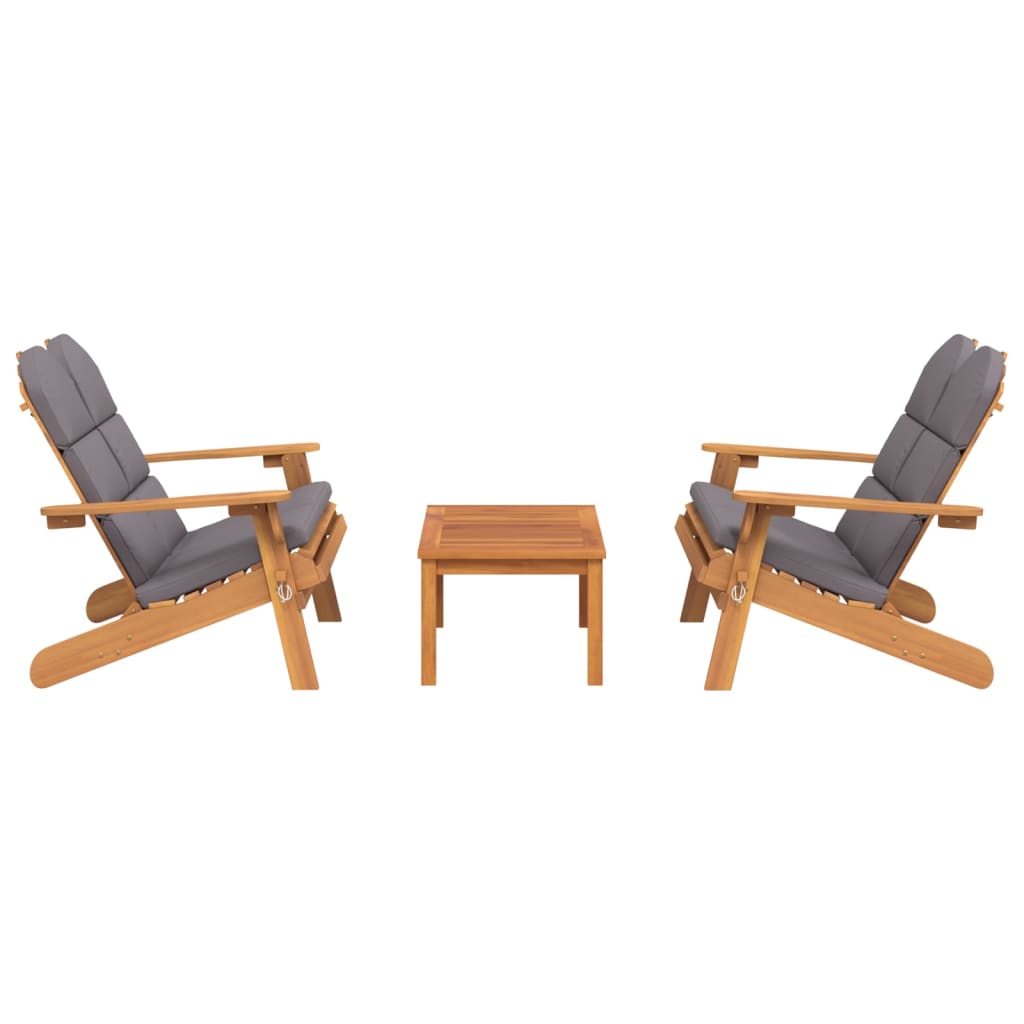 3 Piece Adirondack Garden Lounge Set Solid Wood Acacia