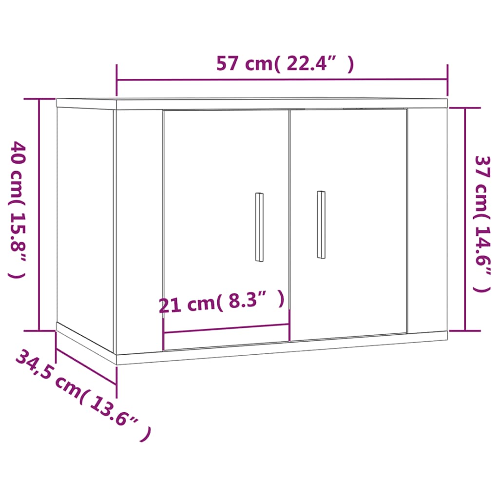 Wall Mounted TV Cabinet White 57x34.5x40 cm