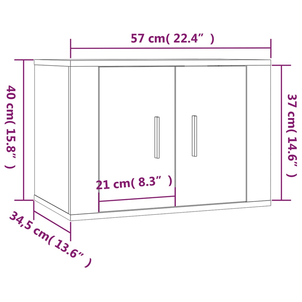 Wall Mounted TV Cabinet Brown Oak 57x34.5x40 cm