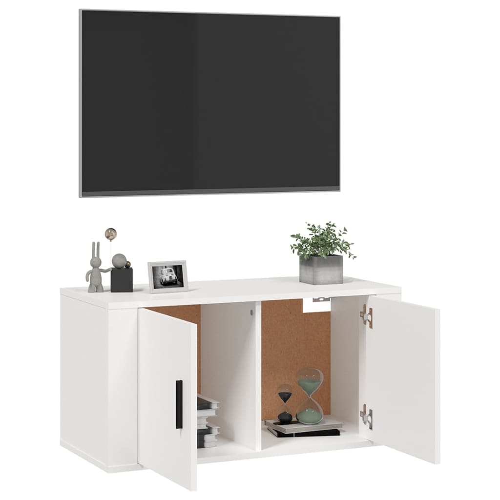 Wall Mounted TV Cabinet White 80x34.5x40 cm