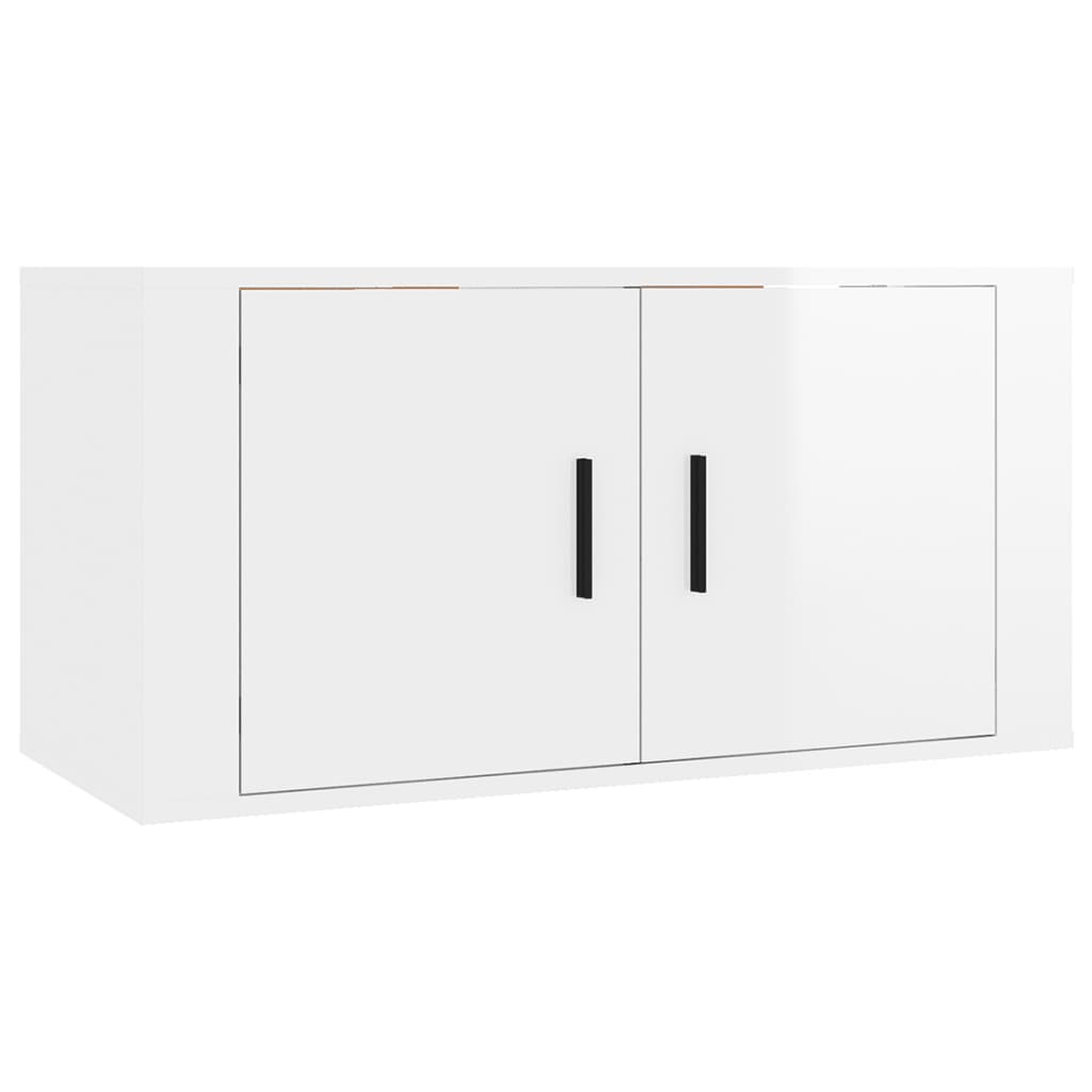 Wall Mounted TV Cabinet High Gloss White 80x34.5x40 cm