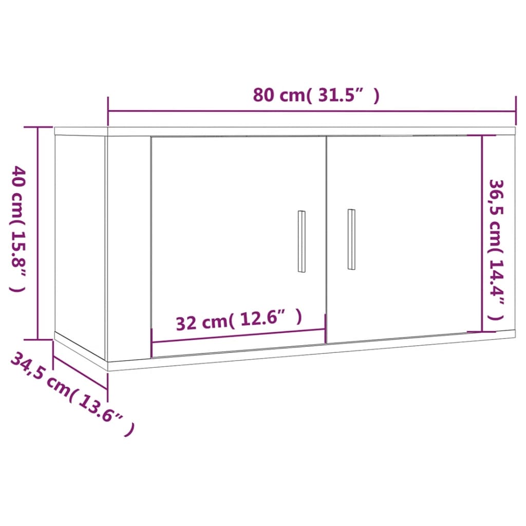 Wall Mounted TV Cabinet High Gloss White 80x34.5x40 cm