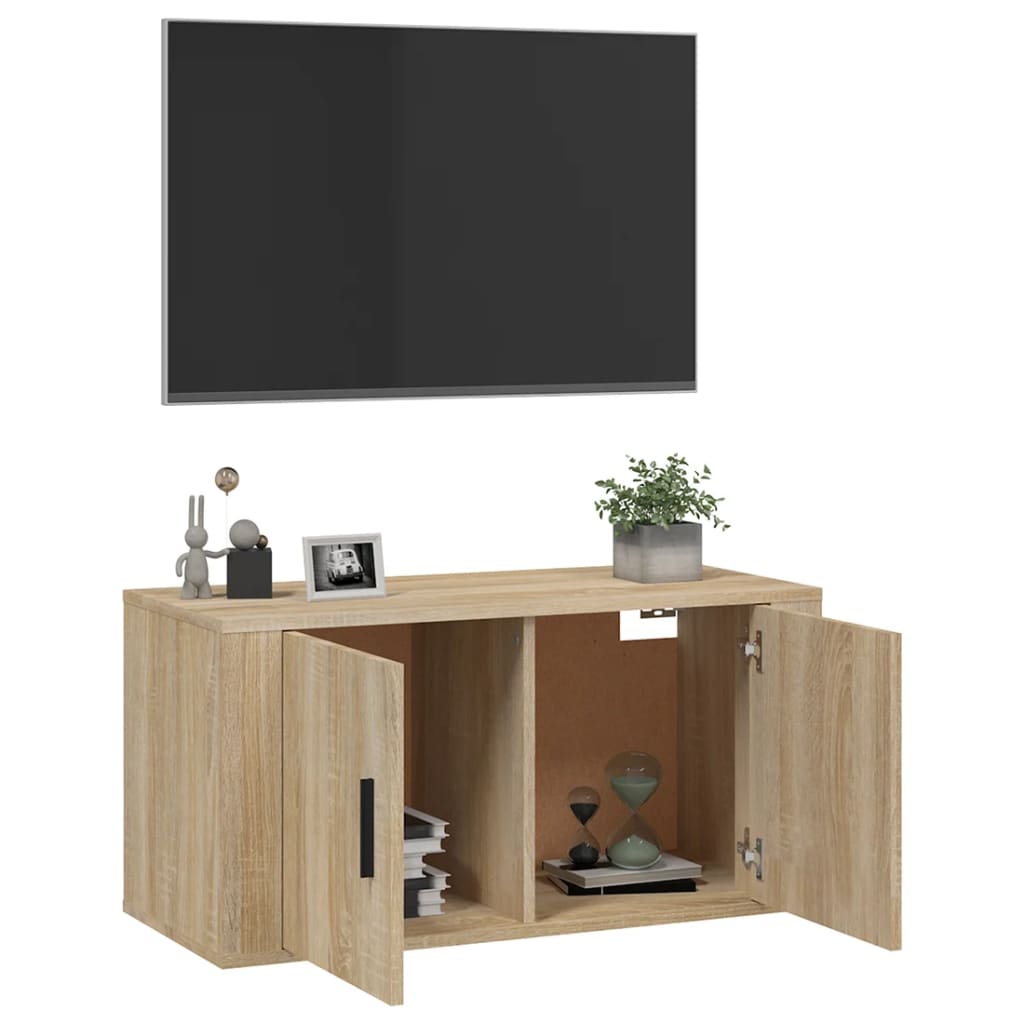 Wall Mounted TV Cabinet Sonoma Oak 80x34.5x40 cm