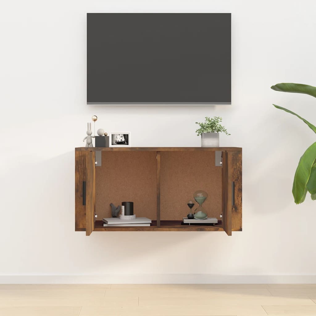 Wall Mounted TV Cabinet Smoked Oak 80x34.5x40 cm