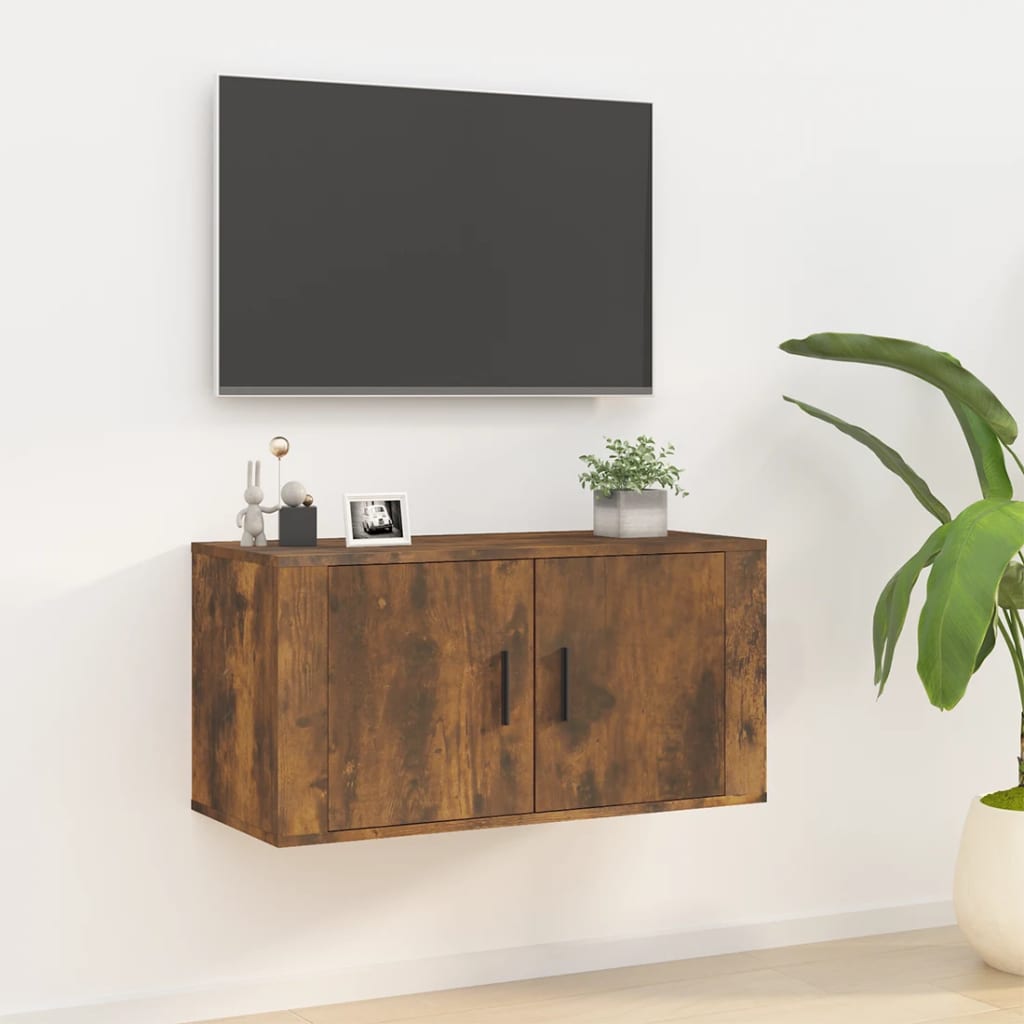 Wall Mounted TV Cabinet Smoked Oak 80x34.5x40 cm