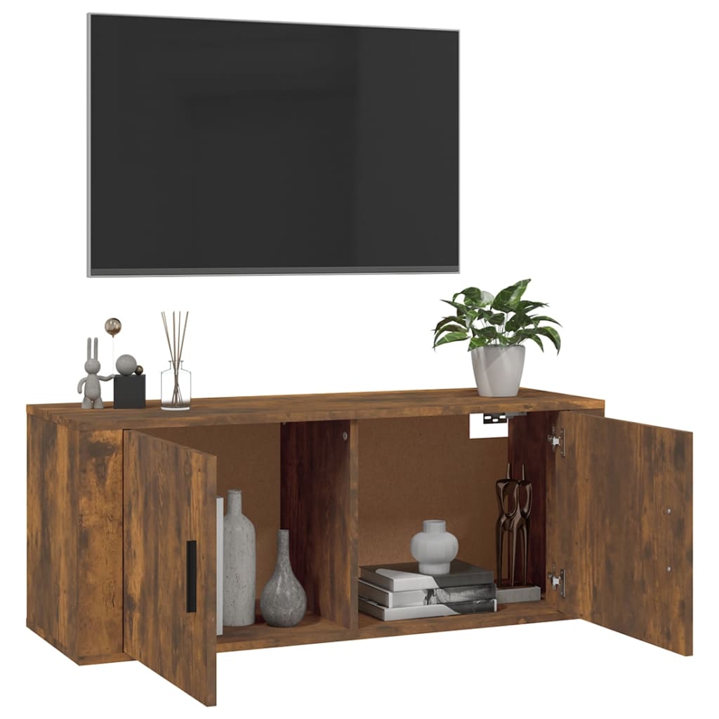 Wall Mounted TV Cabinet Smoked Oak 100x34.5x40 cm