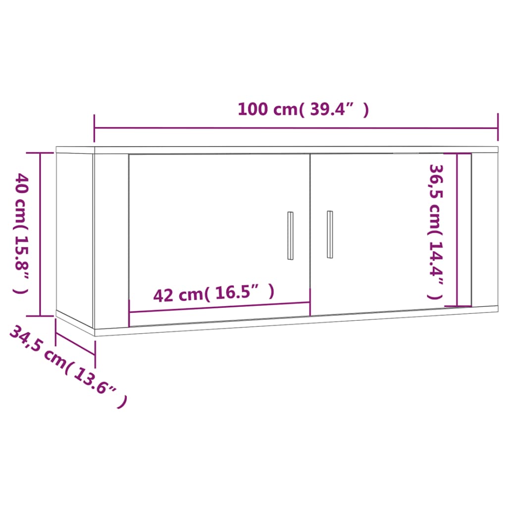 Wall Mounted TV Cabinet Grey Sonoma 100x34.5x40 cm