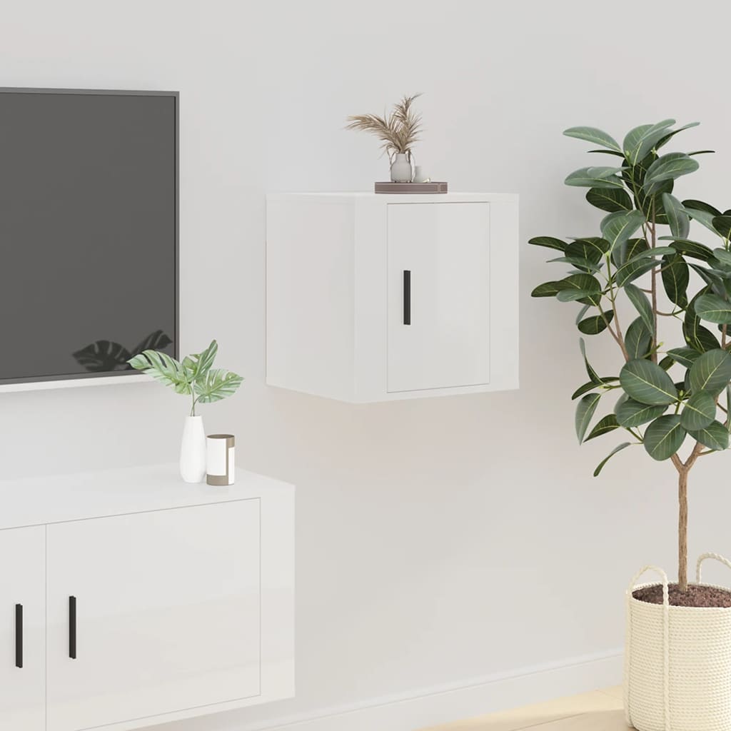 Wall Mounted TV Cabinet High Gloss White 40x34.5x40 cm