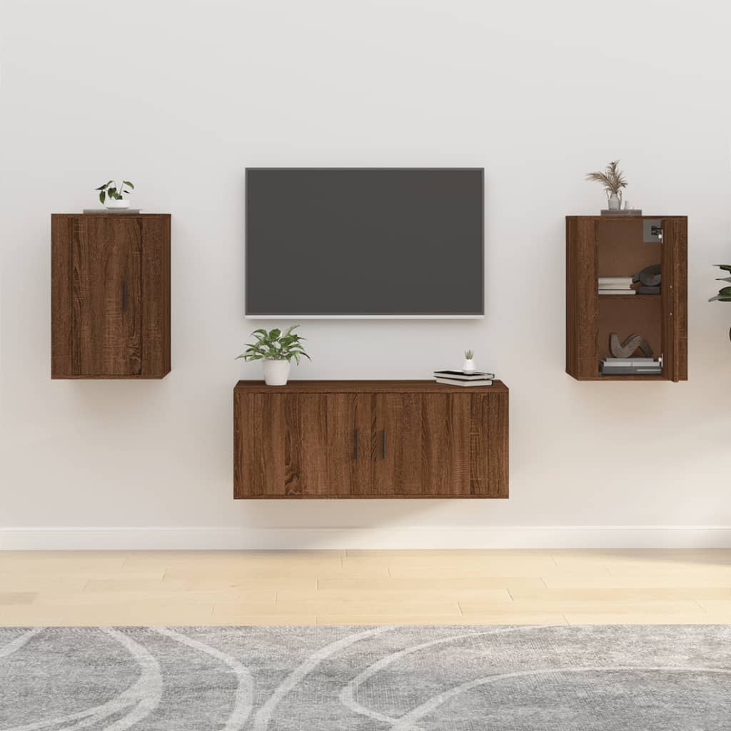 Wall Mounted TV Cabinets 2 pcs Brown Oak 40x34.5x60 cm