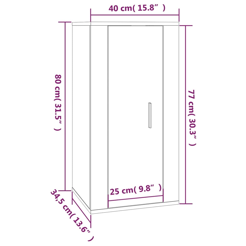 Wall Mounted TV Cabinet Black 40x34.5x80 cm