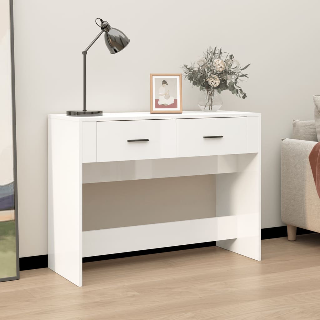 Console Table High Gloss White 100x39x75 cm Engineered Wood