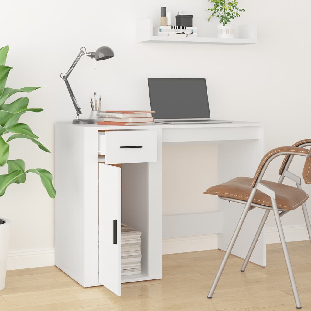 Desk White 100x49x75 cm Engineered Wood