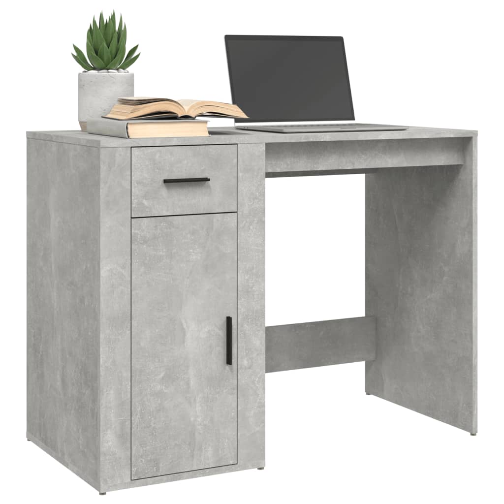 Desk Concrete Grey 100x49x75 cm Engineered Wood