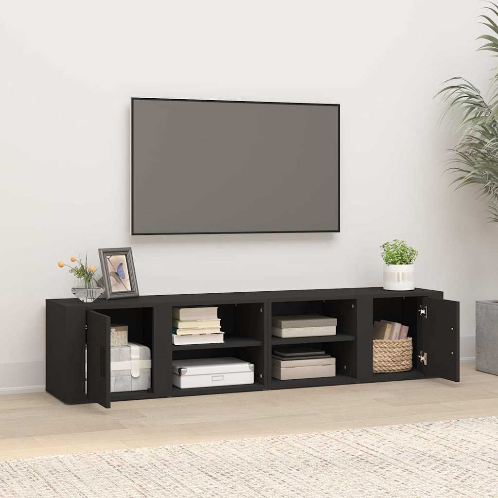 TV Cabinets 2 pcs Black 80x31.5x36 cm Engineered Wood