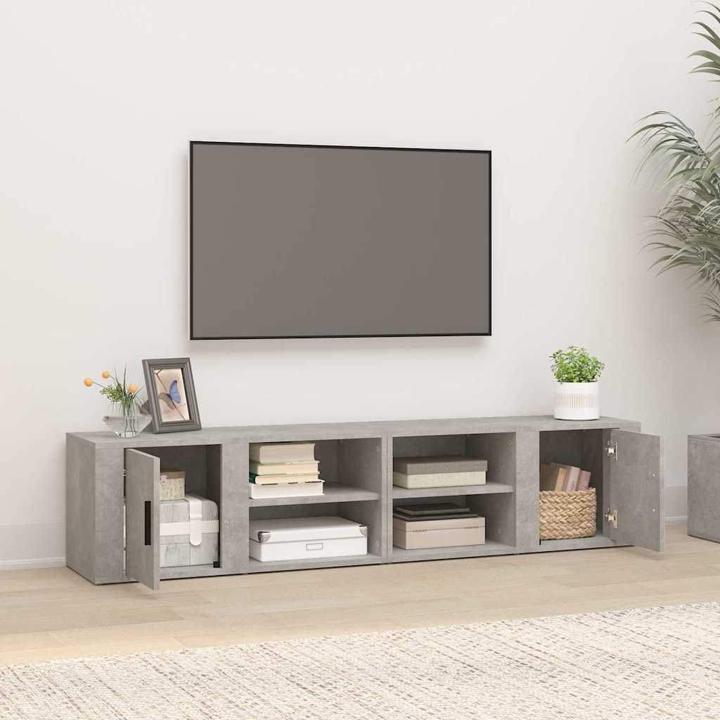 TV Cabinets 2 pcs Concrete Grey 80x31.5x36 cm Engineered Wood