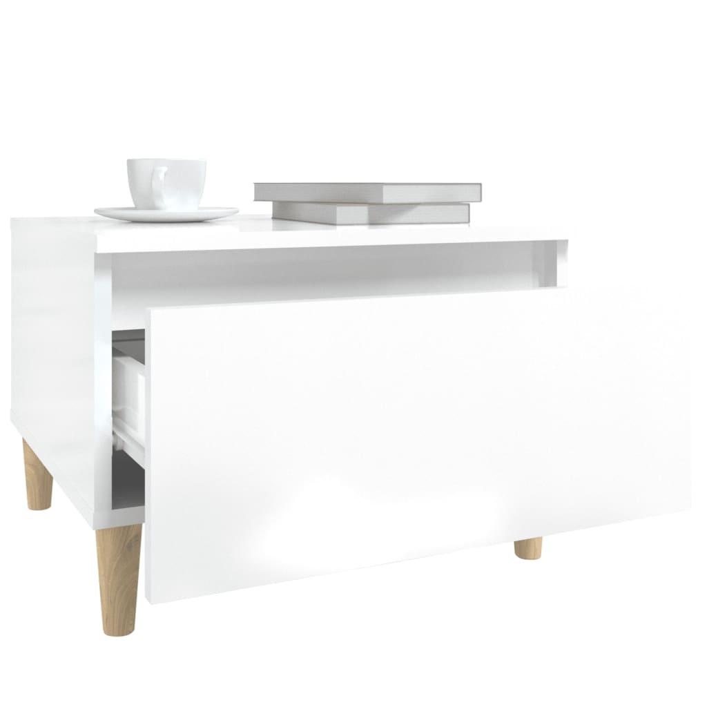 Side Table High Gloss White 50x46x35 cm Engineered Wood