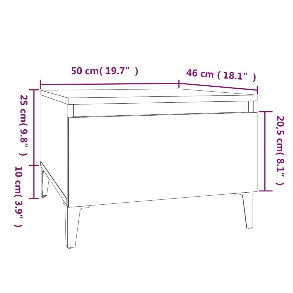 Side Table High Gloss White 50x46x35 cm Engineered Wood