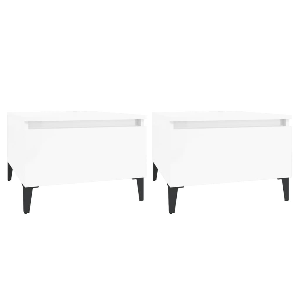 Side Tables 2 pcs High Gloss White 50x46x35 cm Engineered Wood