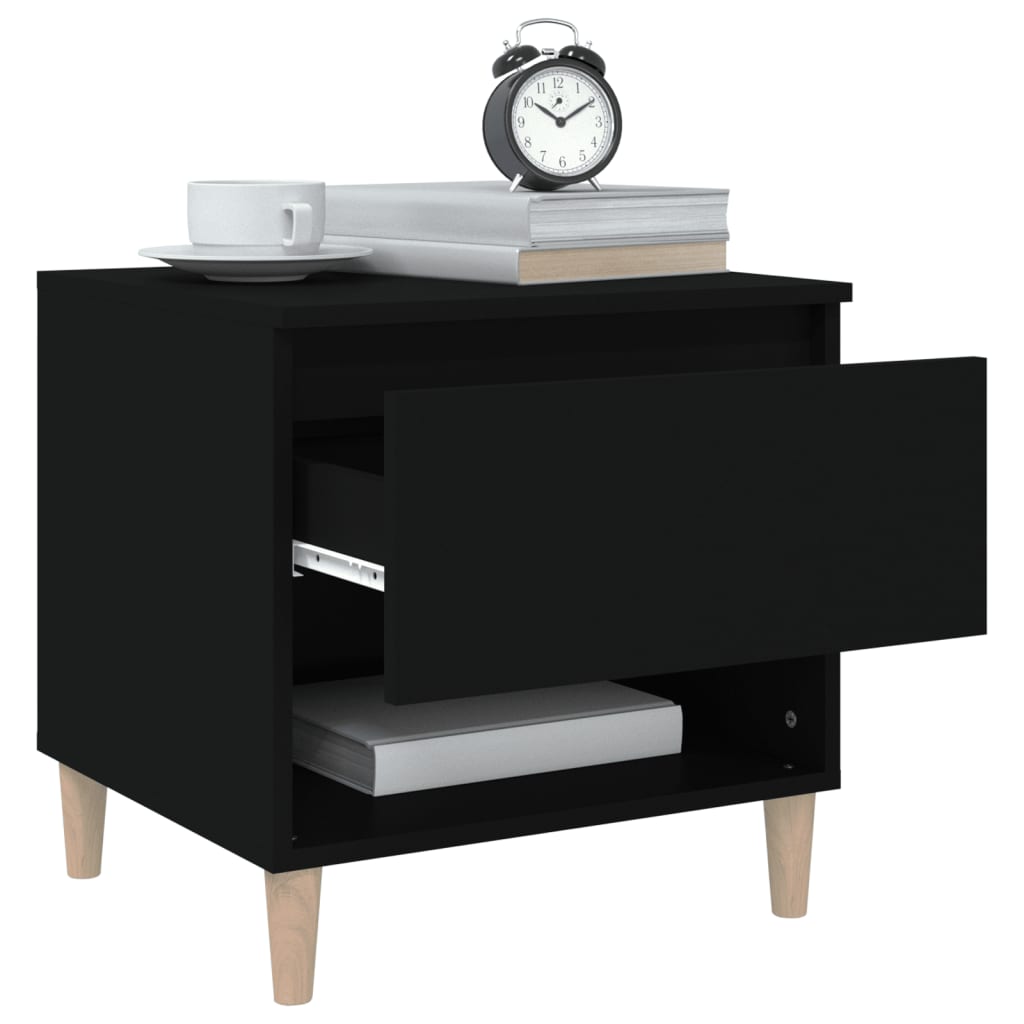 Bedside Table Black 50x46x50 cm Engineered Wood