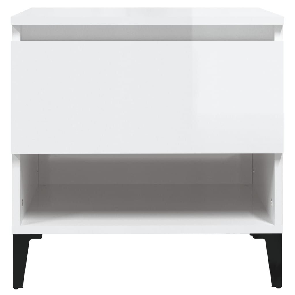 Side Table High Gloss White 50x46x50 cm Engineered Wood