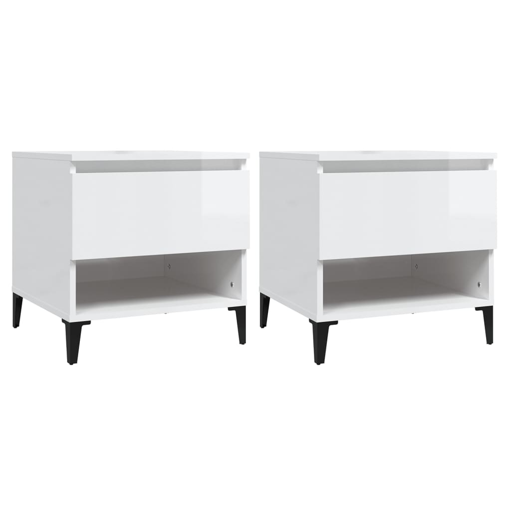 Side Tables 2 pcs High Gloss White 50x46x50 cm Engineered Wood