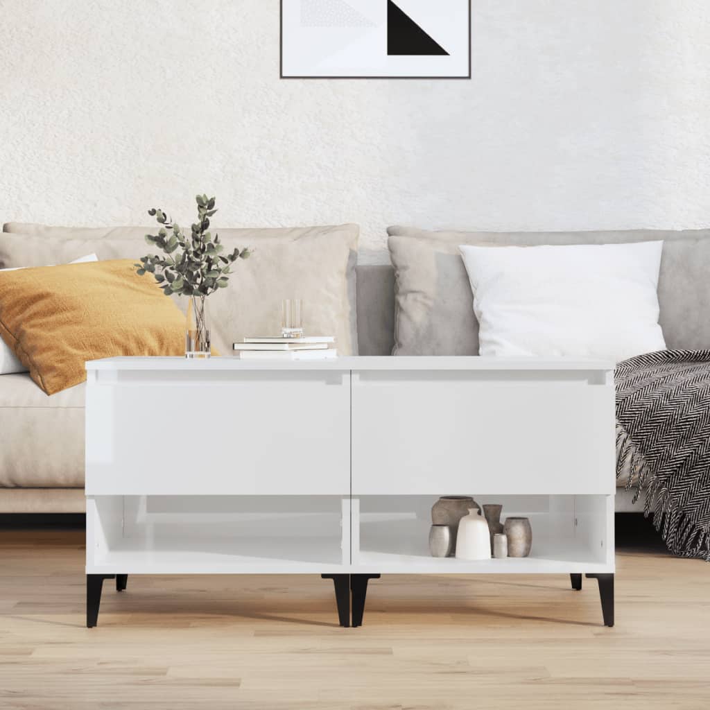 Side Tables 2 pcs High Gloss White 50x46x50 cm Engineered Wood