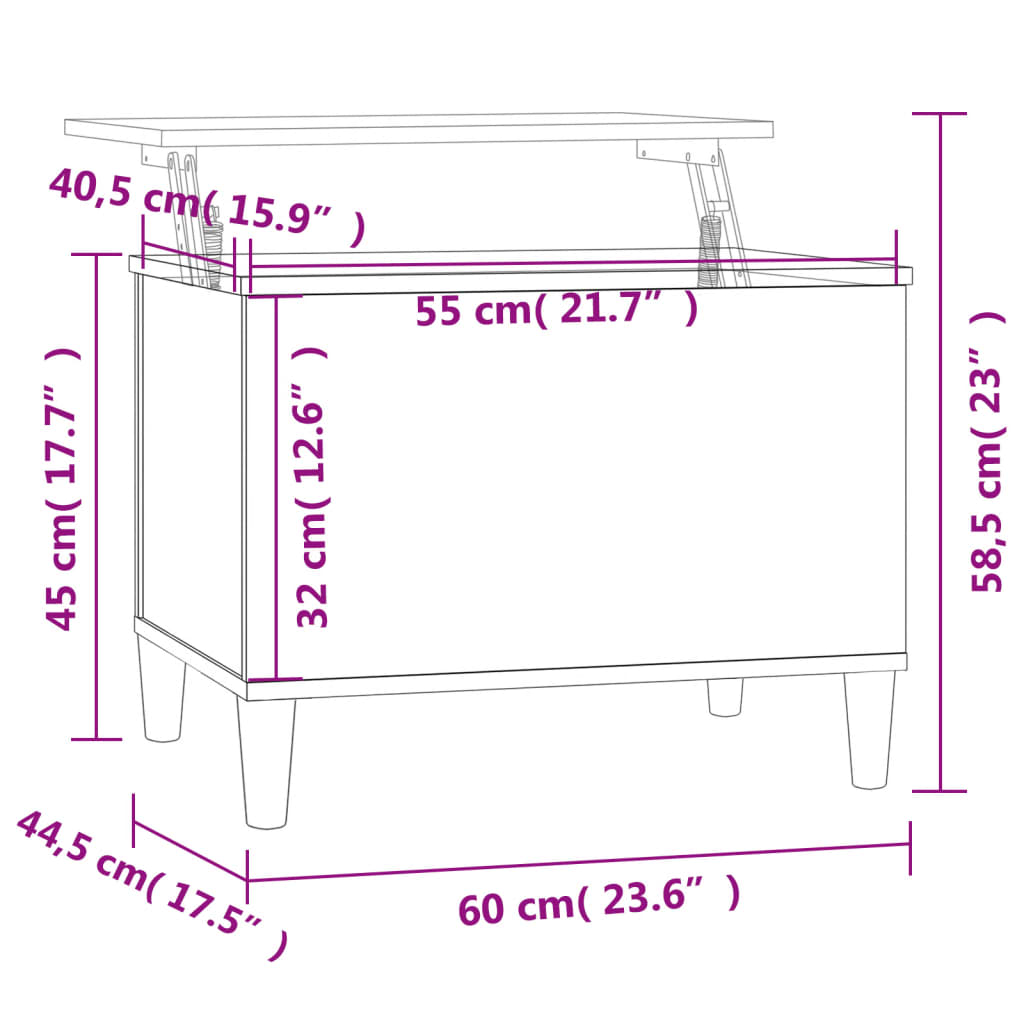 Coffee Table Concrete Grey 60x44.5x45 cm Engineered Wood