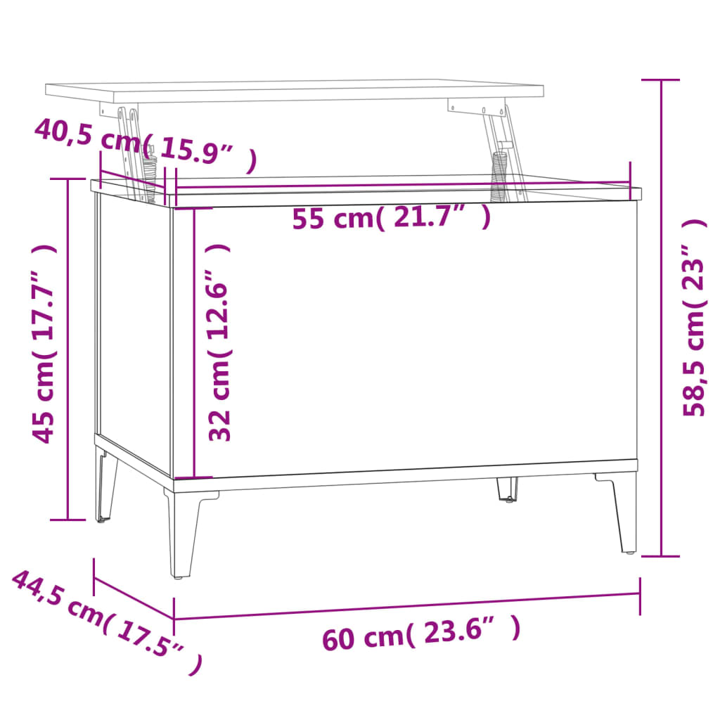 Coffee Table High Gloss White 60x44.5x45 cm Engineered Wood