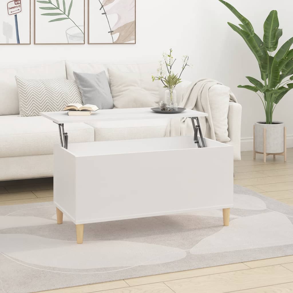 Coffee Table White 90x44.5x45 cm Engineered Wood