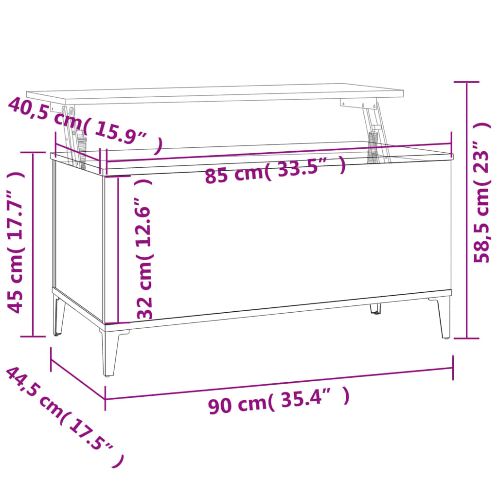 Coffee Table White 90x44.5x45 cm Engineered Wood