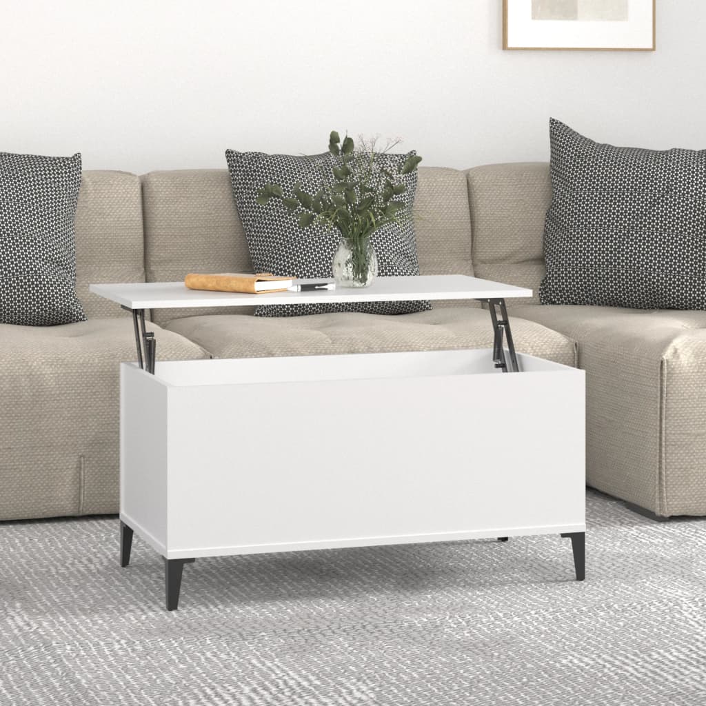 Coffee Table White 90x44.5x45 cm Engineered Wood