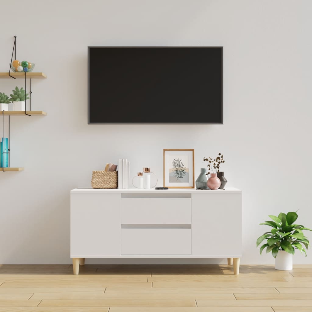 TV Cabinet White 102x44.5x50 cm Engineered Wood