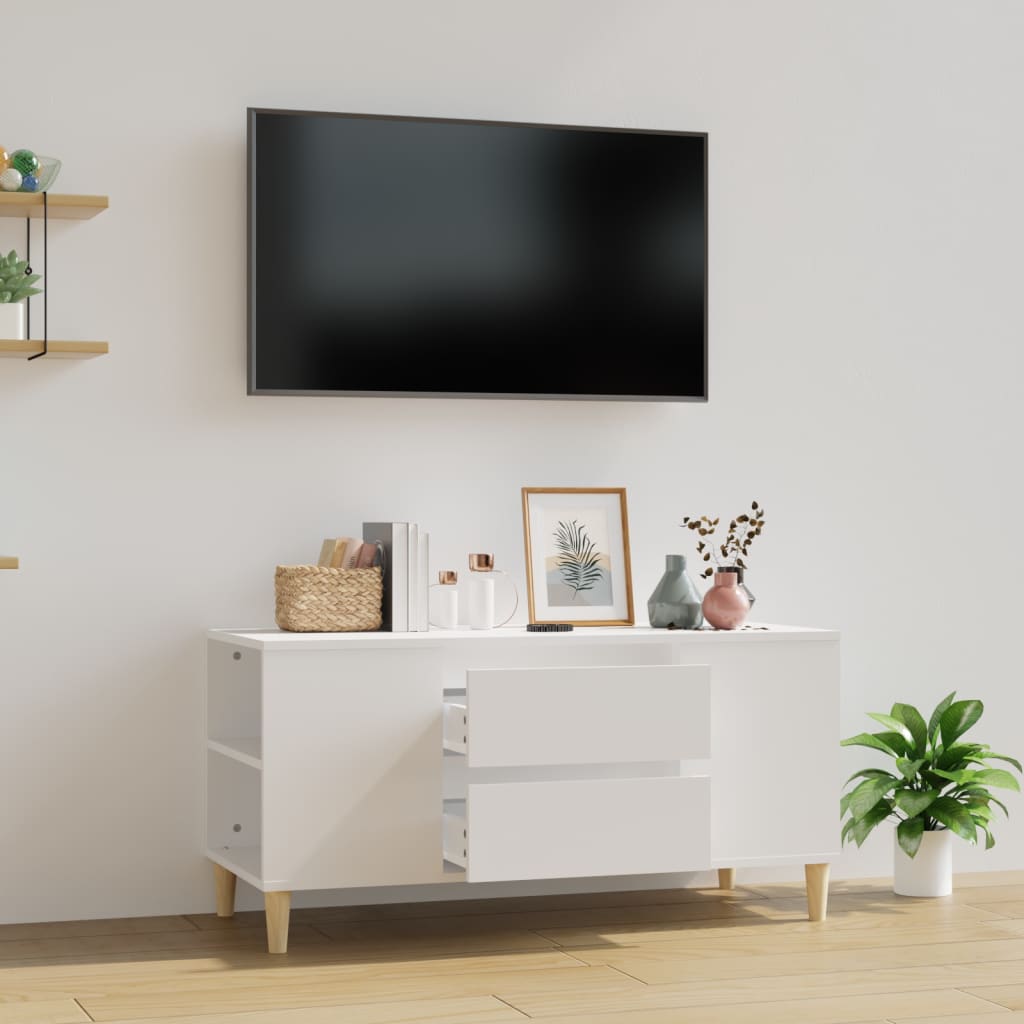 TV Cabinet White 102x44.5x50 cm Engineered Wood