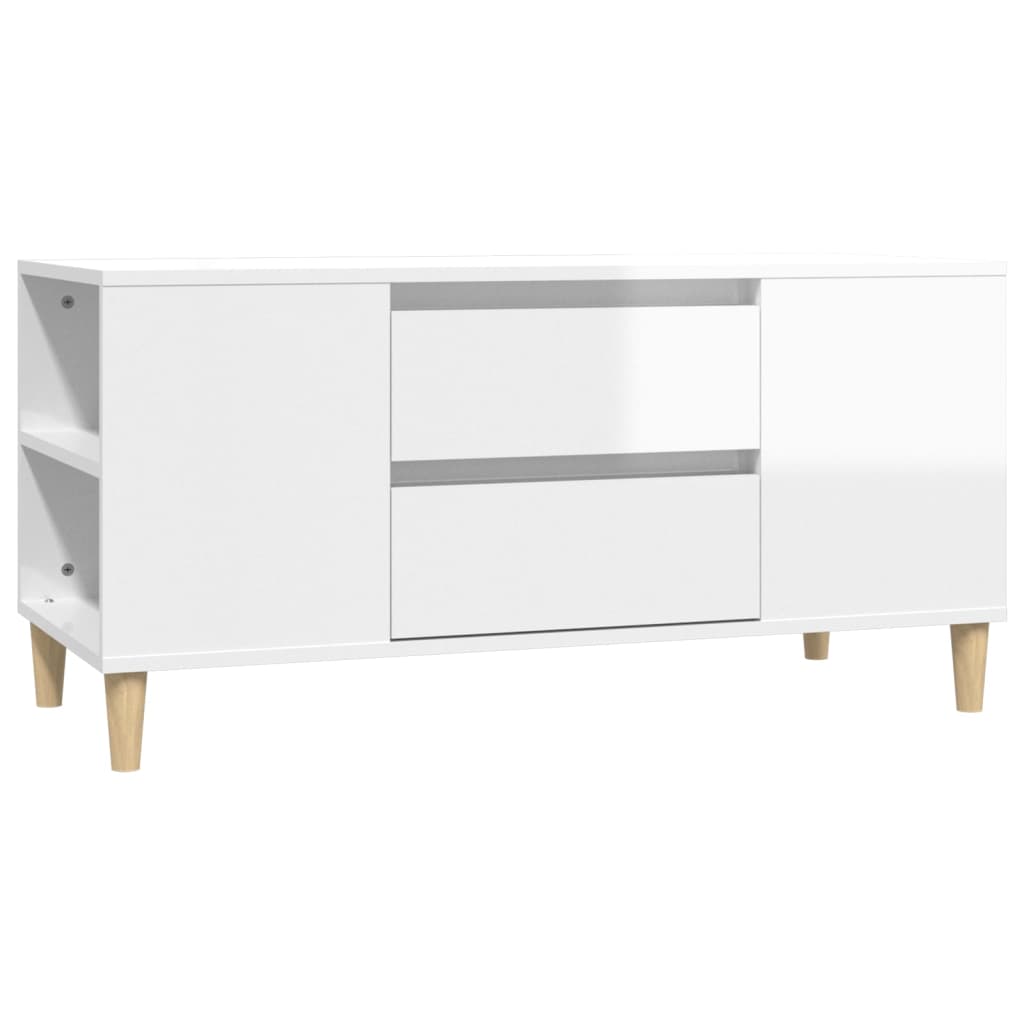 TV Cabinet High Gloss White 102x44.5x50 cm Engineered Wood