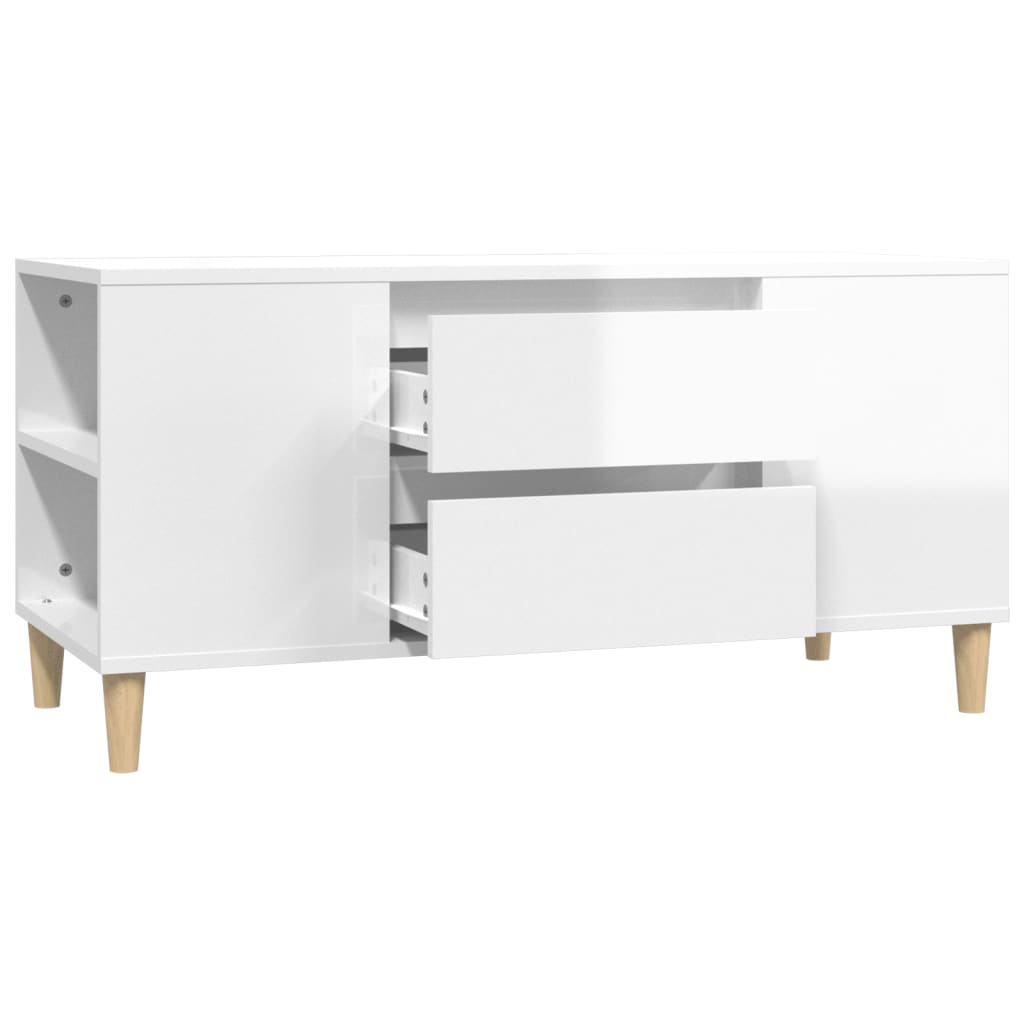 TV Cabinet High Gloss White 102x44.5x50 cm Engineered Wood